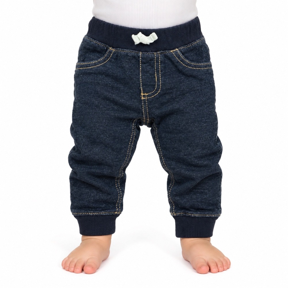 Carters Baby Denim Look Knit Jogger Pants Dark Wash Blue 3 Months